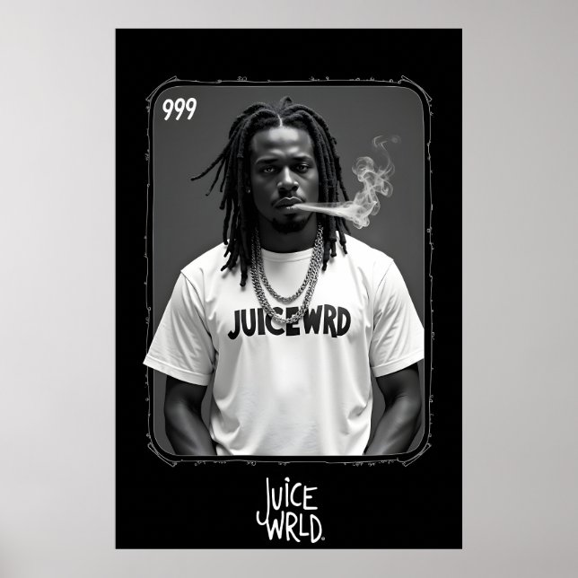Póster Black and white portrait of male rapper smoking wi (Frente)