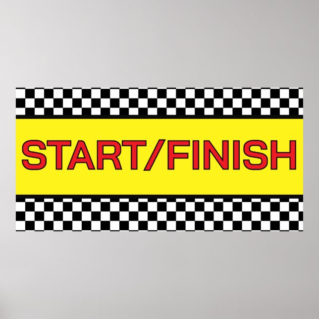 Póster Black and white Racing START finish Line  (Frente)