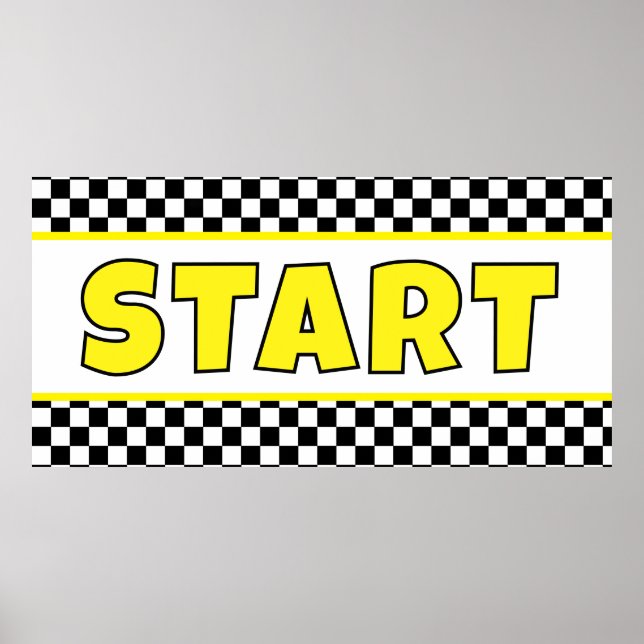 Póster Black and white Racing START Line Banner (Frente)