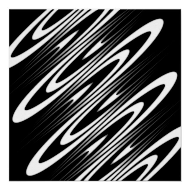 Póster black and white smooth organic wavy pattern (Anverso)
