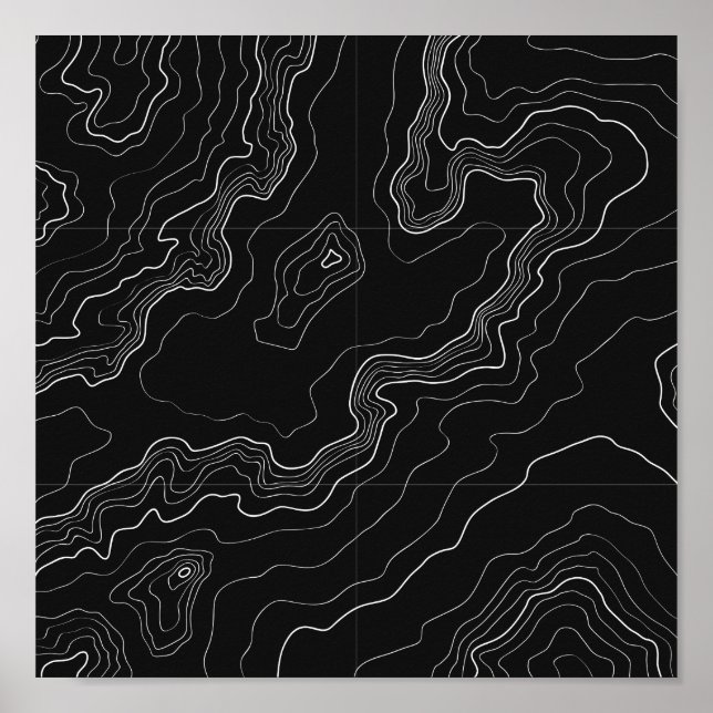 Póster Black and white topography map (Frente)