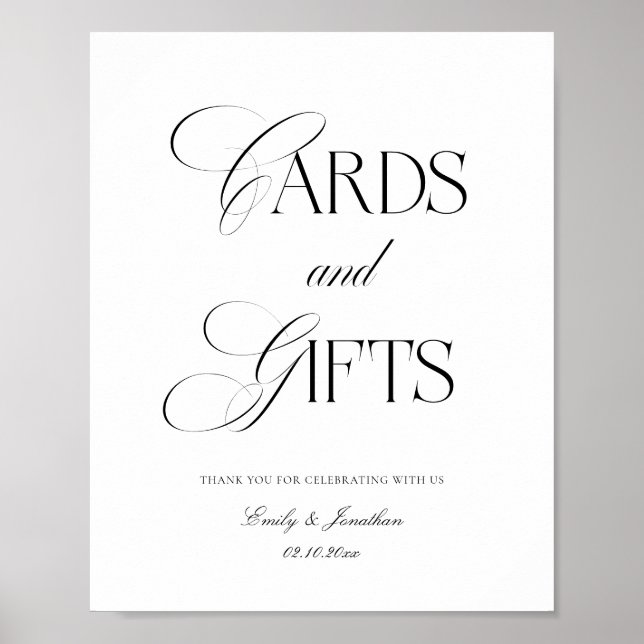 Póster Black and White Wedding Cards and Gifts (Frente)