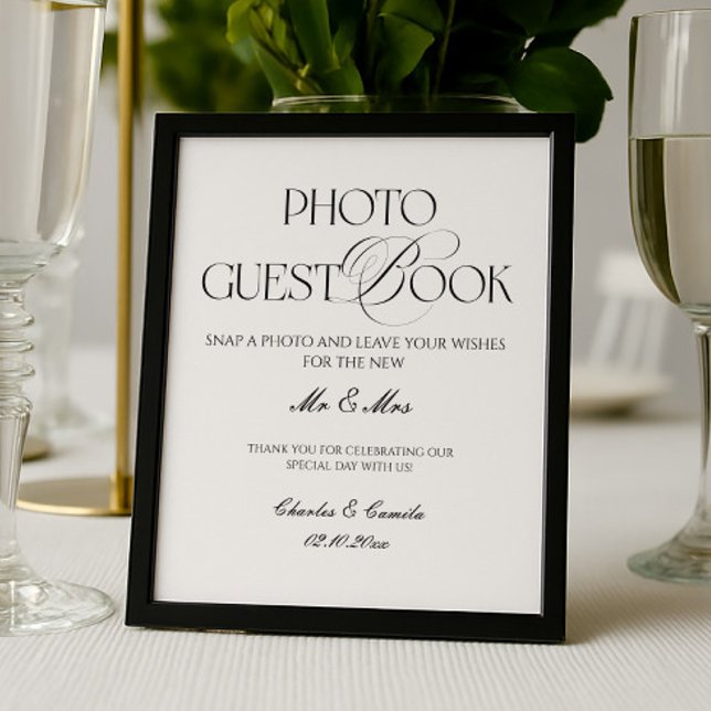 Póster Black and White Wedding Photo Guest Book Poster (Subido por el creador)