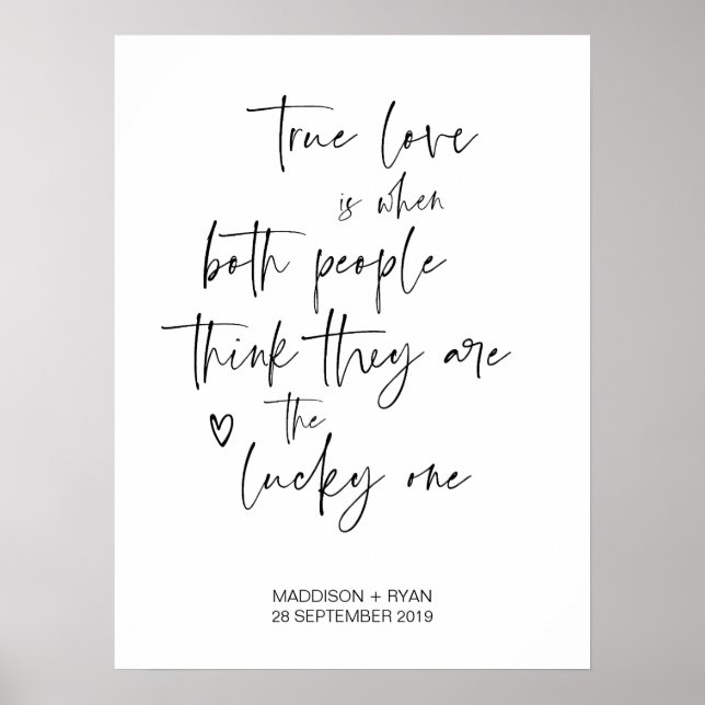 Póster Black and White Wedding Reception Welcome Sign (Frente)