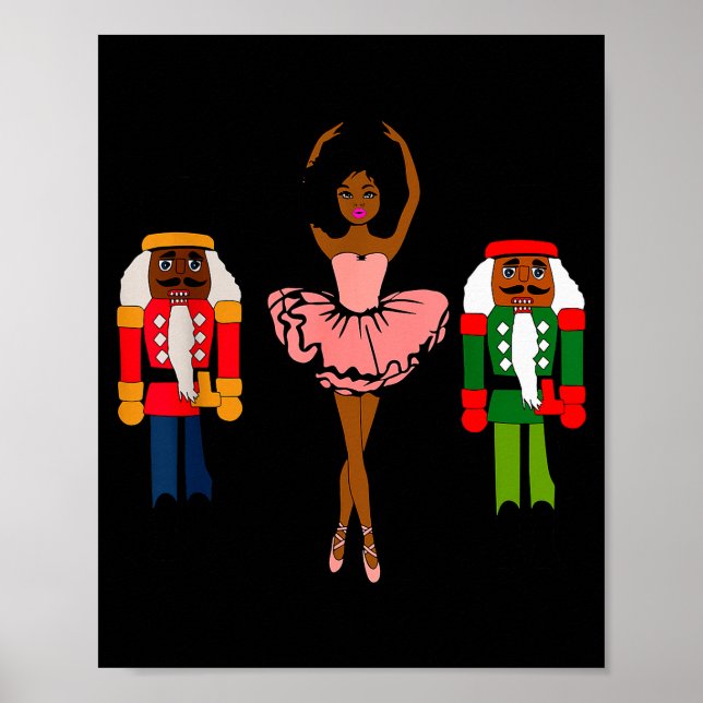 Póster Black Ballerina Christmas Black Nutcracker Xmas Af (Frente)
