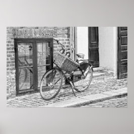 Póster Black Bicycle With Big Basket, Copenhagen, Denmark