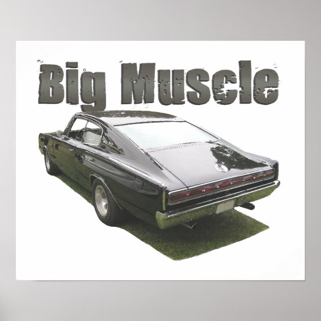 Póster Black "Big Muscle" 1967 Dodge Charger poster (Frente)