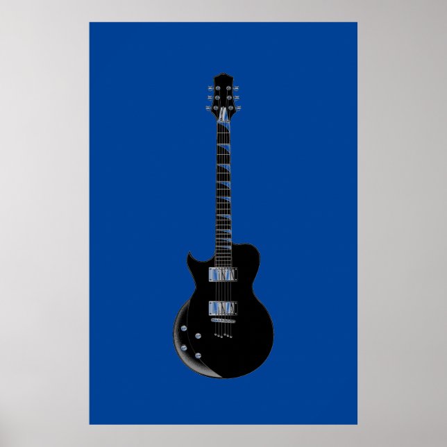 Póster Black Blue Pop Art Electric Guitar (Frente)