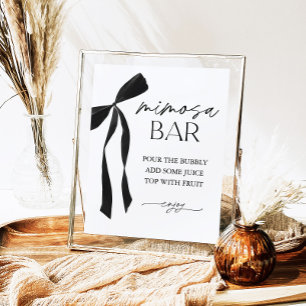 Póster Black Bow Mimosa Bar Bridal Shower Rótulo