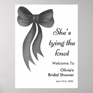 Póster Black Bow She's Tying the Knot Bridal Shower 