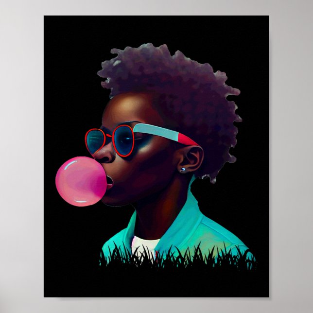 Póster Black Boy Joy Bubble Gum Fun African Melanin Princ (Frente)