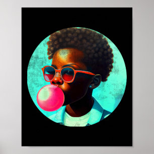 Póster Black Boy Joy Bubble Gum Fun African Melanin Princ