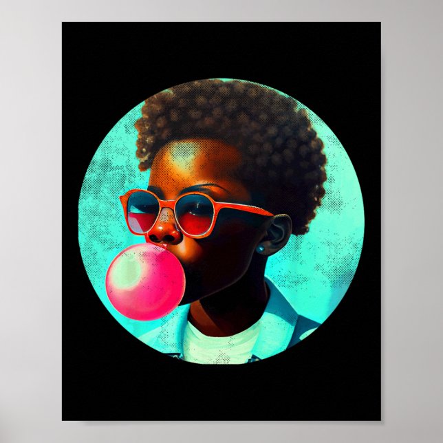 Póster Black Boy Joy Bubble Gum Fun African Melanin Princ (Frente)