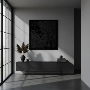 Póster Black Burlap Modern Abstract Paint