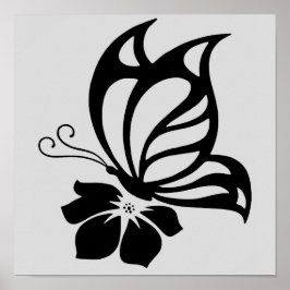 Póster Black Butterfly on a Flower Poster Paper