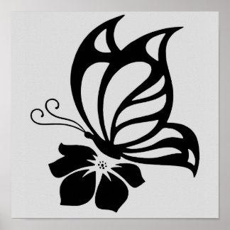 Póster Black Butterfly on a Flower Poster Paper