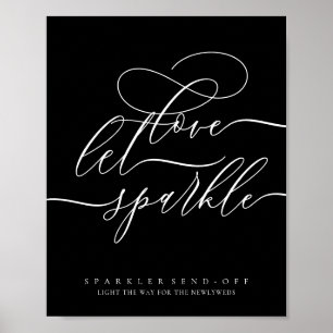 Póster Black Calligraphy Love let Sparkle