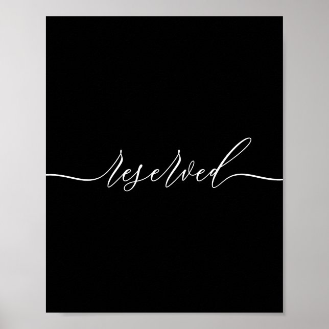 Póster Black Calligraphy Reserved (Frente)