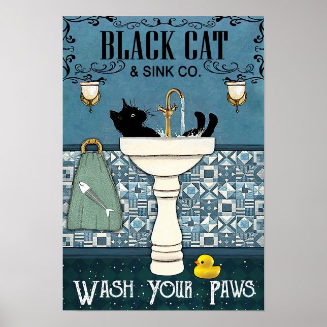 Póster Black Cat and Sink Co - Home Decour Wall Art (Frente)