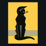 Póster Black Cat Art Deco Poster de animales de época<br><div class="desc">Poster de animales de la época del arte del gato negro.</div>