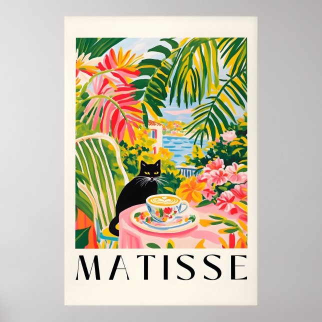 Póster Black Cat Coffee Print Henri Matisse Style Kitchen (Frente)