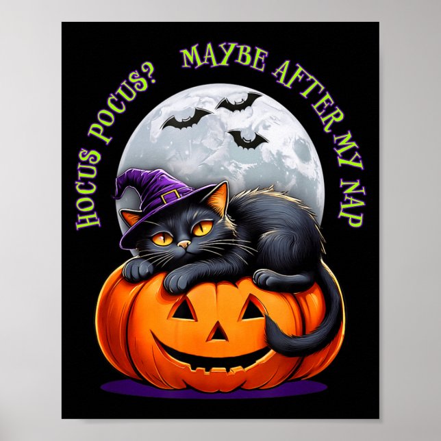 Póster Black Cat Halloween Funny Pumpkin Costume Gift  (Frente)