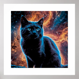Póster Black cat in space