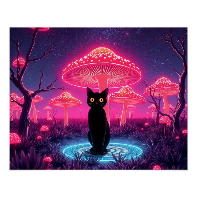 Póster black cat in the psychedelic world (Anverso)
