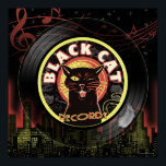 Póster Black Cat LP Art Deco<br><div class="desc">¿Eres el gato más genial de por aquí? ¡Creemos que sí! ..y creó la máxima declaración de humor y música. Elegante e inteligente, nuestra combinación de gato misterioso y marca de música suave hará que todos tus amigos se pregunten dónde lo tienes... agarren algo de frescura con este diseño de...</div>