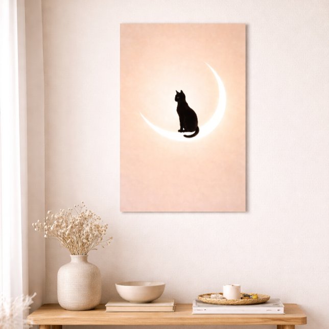 Póster Black Cat Moon Wall Art – Neutral Beige Home Decor (Subido por el creador)