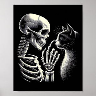 Póster Black Cat Nose Skeletand Funny Halloween Cat L