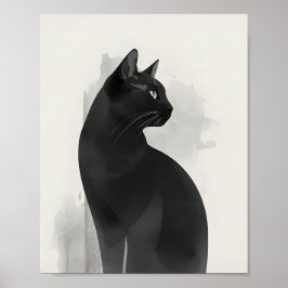Póster Black Cat Portrait Wall Art Perfect Gift