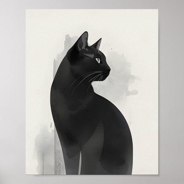 Póster Black Cat Portrait Wall Art Perfect Gift  (Frente)