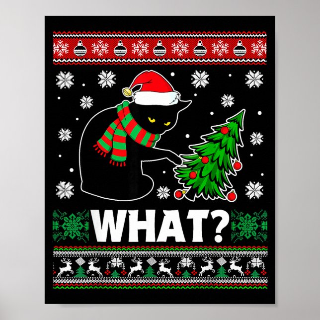 Póster Black Cat What Pushing Tree Over Ugly Christmas Sw (Frente)