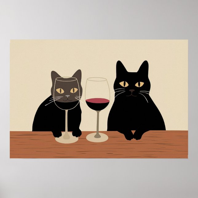 Póster Black Cat Wine Lover  (Frente)