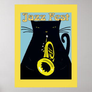 Póster Black Cat with Trumpet