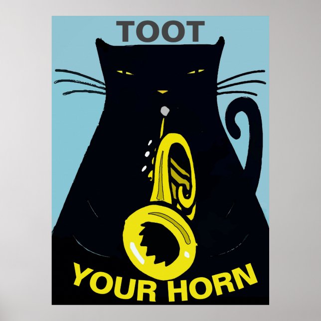 Póster Black Cat with Trumpet Poster (Frente)