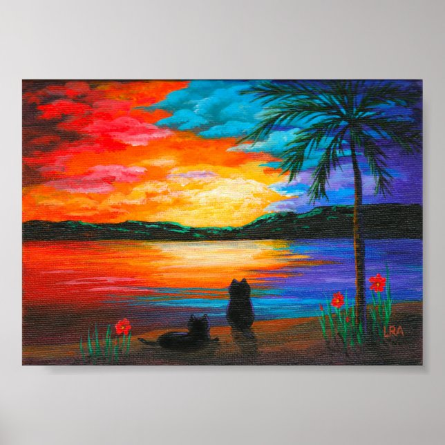 Póster Black Cats Tropical Paradise Creationarts (Frente)