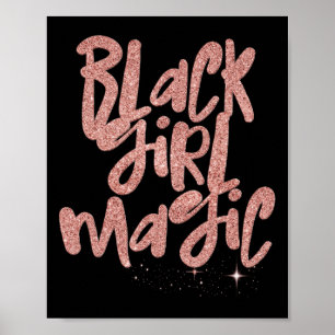 Póster Black Chica Magic Pink Stars Afro Black Queen Mela