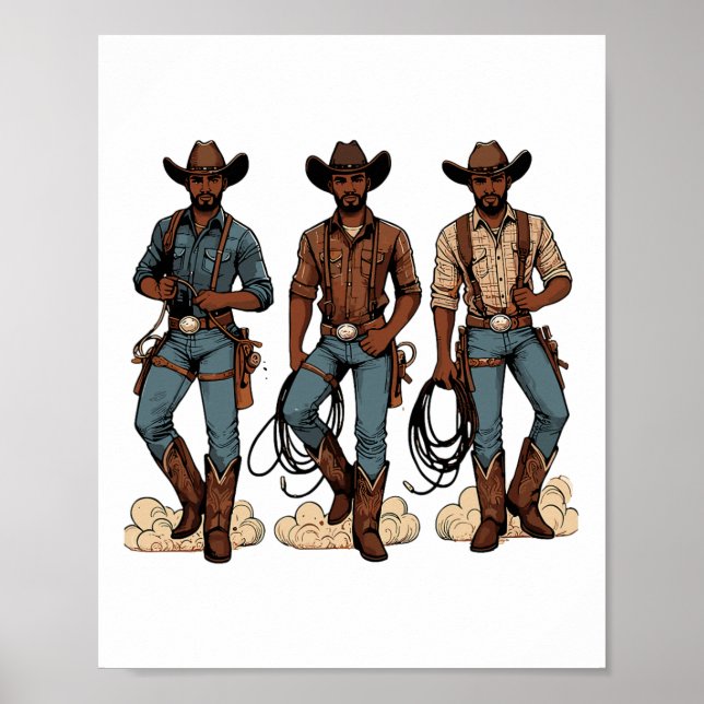 Póster Black Cowboy Rodeo occidental Melanin Historia neg (Frente)