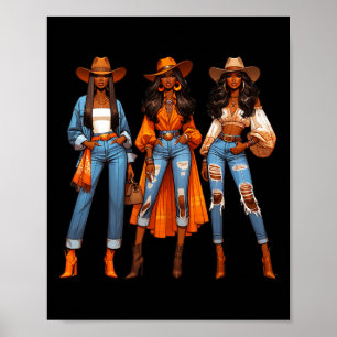 Póster Black Cowgirl Rodeo occidental Melanin Black Histo
