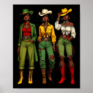 Póster Black Cowgirl Rodeo occidental Melanin Junetdecib 