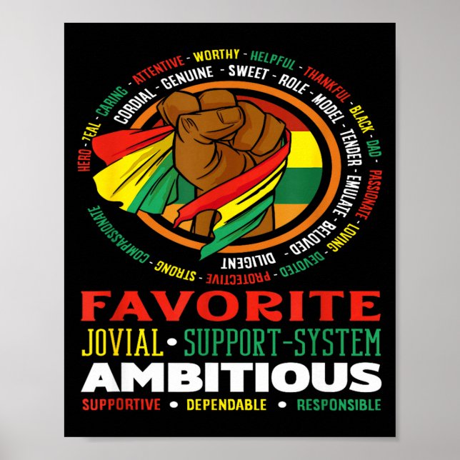 Póster Black Dad Hero Role Model Ambitious Strong  (Frente)