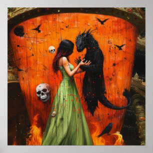 Póster Black Dragon Shadow Work Witchy AI Art Matte Value