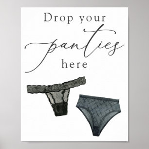 Póster Black Drop Your Panties Here Lingerie Shower Rótul