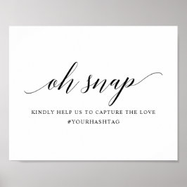 Póster Black Elegant Typography Wedding hashtag Sign