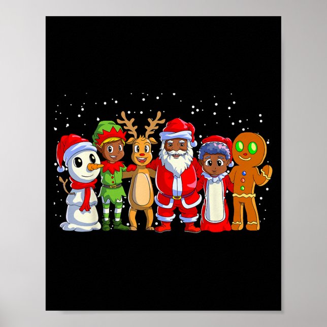 Póster Black Family Christmas Afro African American Santa (Frente)