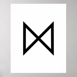 Póster Black Geometric Dagaz (Day) Viking Rune