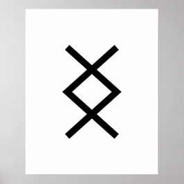 Póster Black Geometric Inguz (The God Ing) Viking Rune
