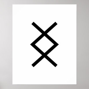 Póster Black Geometric Inguz (The God Ing) Viking Rune